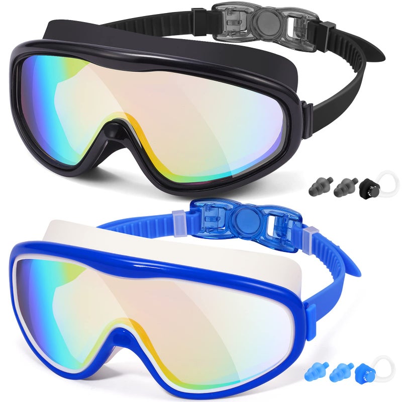 Braylin Adult Swim Goggles, 2-Pack Wide View Swim Goggles for Men Women Youth Teen, Anti-Fog, UV Protection, Over 15 Years - Image 1